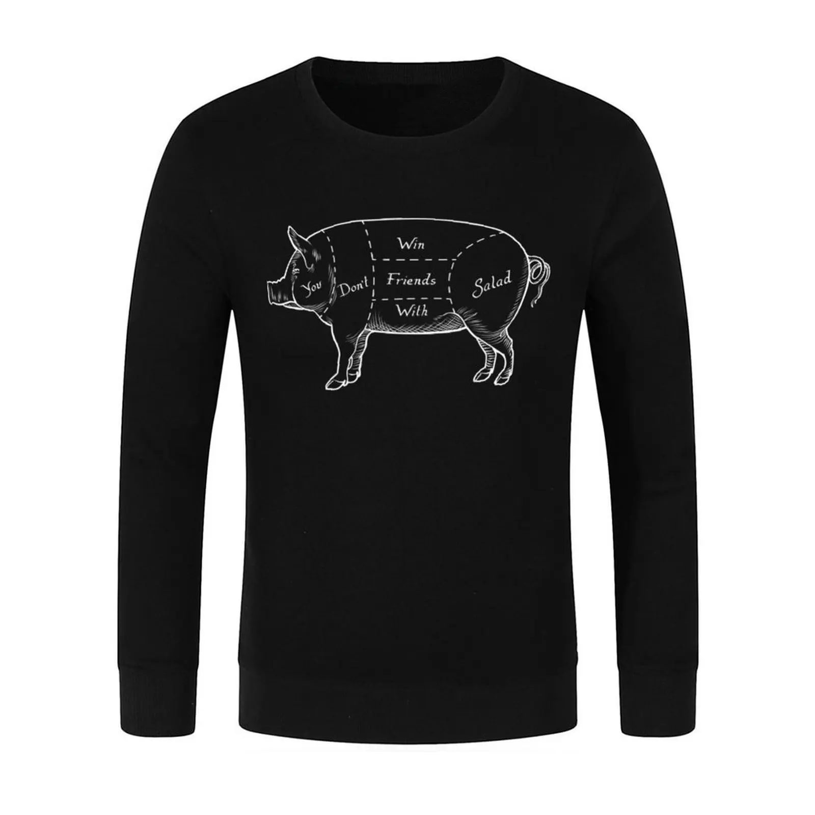 เสื้อสเวตเชิ้ตผู้ชายลายกราฟิก คอลเลคชั่นฤดูใบไม้ร่วง ลาย You Don't Win Friends With Salad