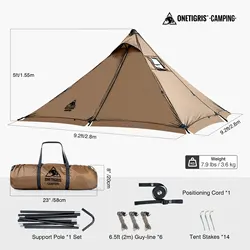 OneTigris APEX Trail tienda piramidal impermeable impermeable 1-2 personas