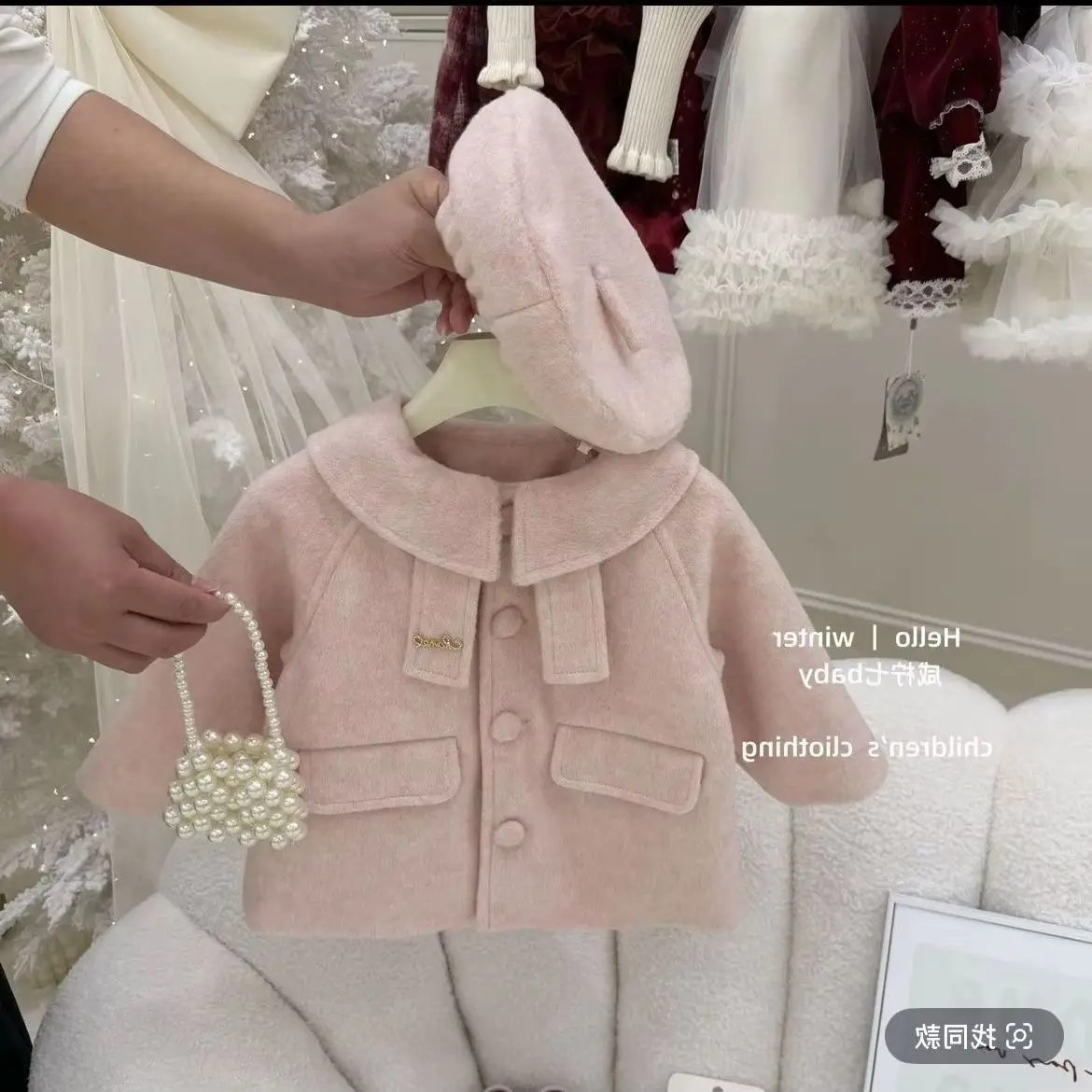 Girls Wool Coat 2026 Autumn Winter New Kids Sweet Mid-Length Woolen Jacket Children Outerwear Clothing
