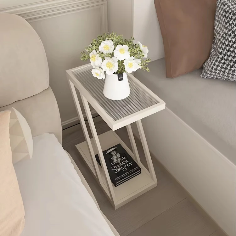 ！@Modern Simple Bedroom Furniture Narrow Bedside Table Small Storage Rack Removable Sofa Side Cabinet Nightstands for Living Roo