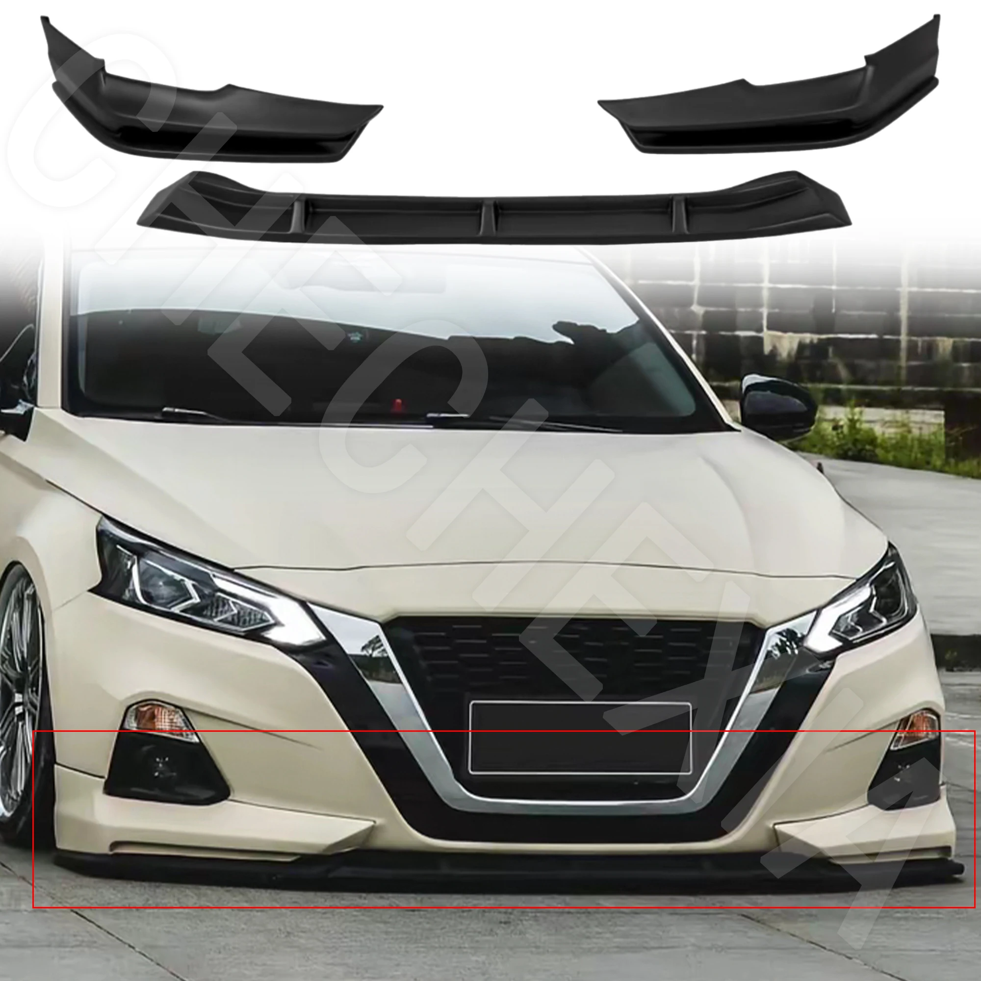 

For Nissan Teana 2019-2021 Upgraded YF Style Front Bumper Diffuser Spoiler Car Front Aerodynamic Kit Body Kit Front Lip