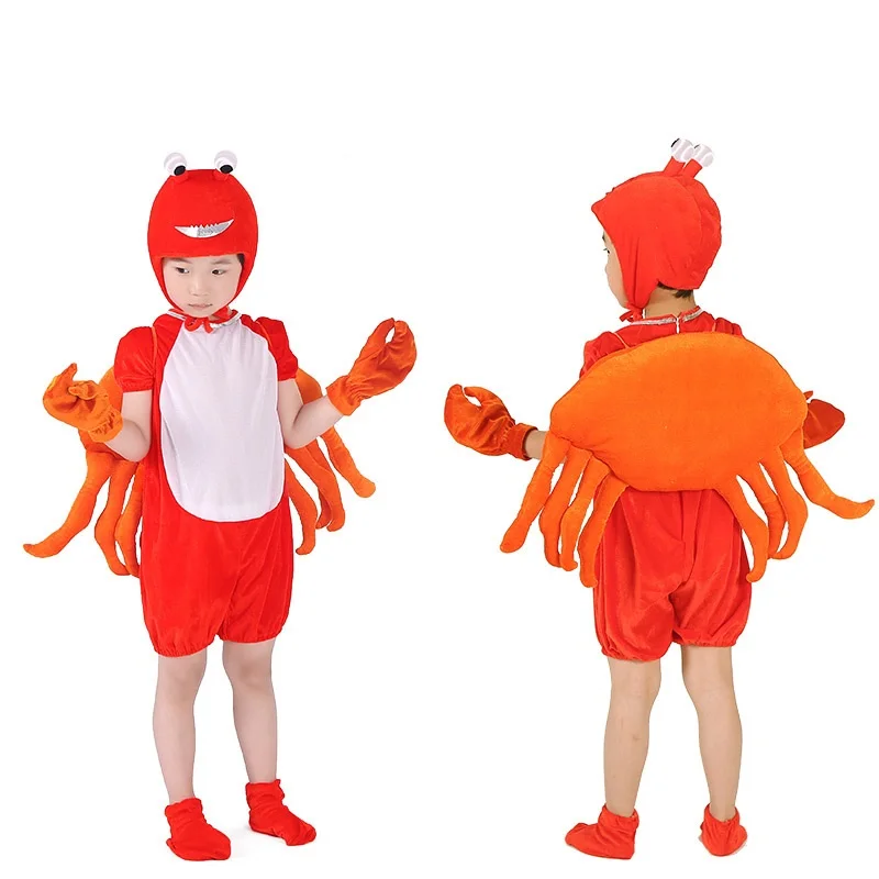 Mono de Cosplay de animales de Halloween para niños, disfraz de actuación de animales de cocodrilo, langosta y cangrejo, mono de animales de dibujos animados para niños