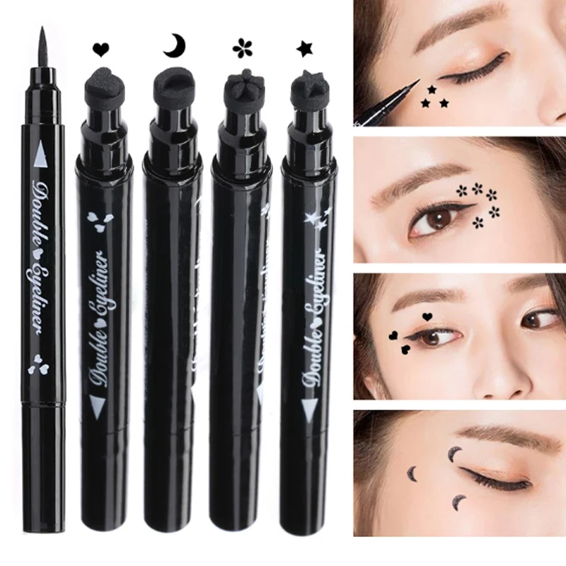 Double Head Liquid Eyeliner Pen Moon Pattern Black Stamp Makeup Waterproof Quick-dry Professional Women Cosmetic Easy to Wear