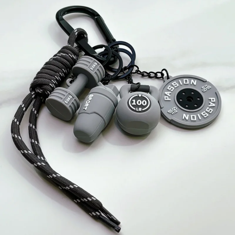 Porte-clés de gym, breloques en forme d'haltères noirs, kettlebells, barres et disques de musculation, cadeau motivant pour les amateurs de sport, les entraîneurs, les amis et la famille