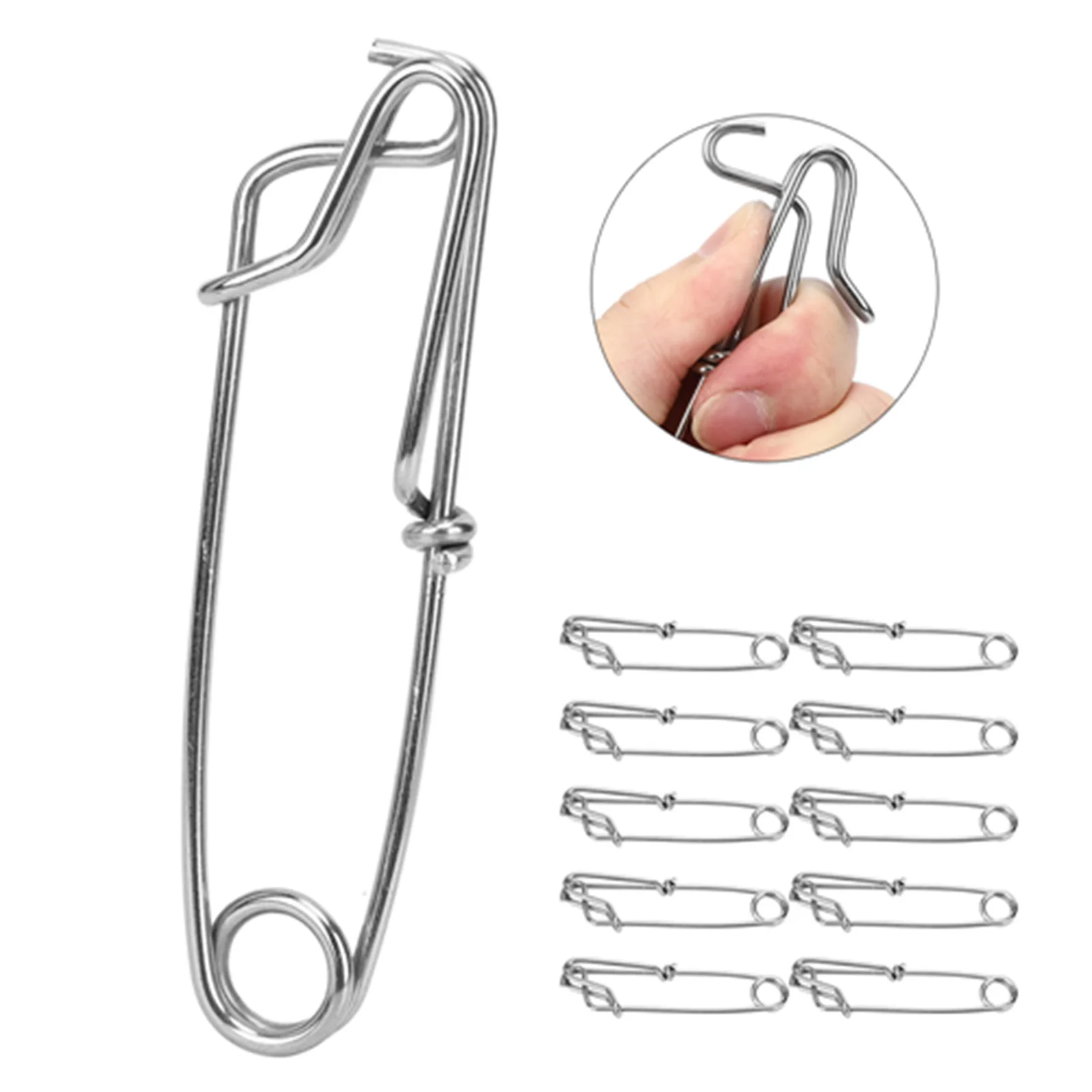 10Pcs Stainless Steel Longline Branch Hangers Snap Clip Tuna Clamp Fishing Tackle 2.6X100mm