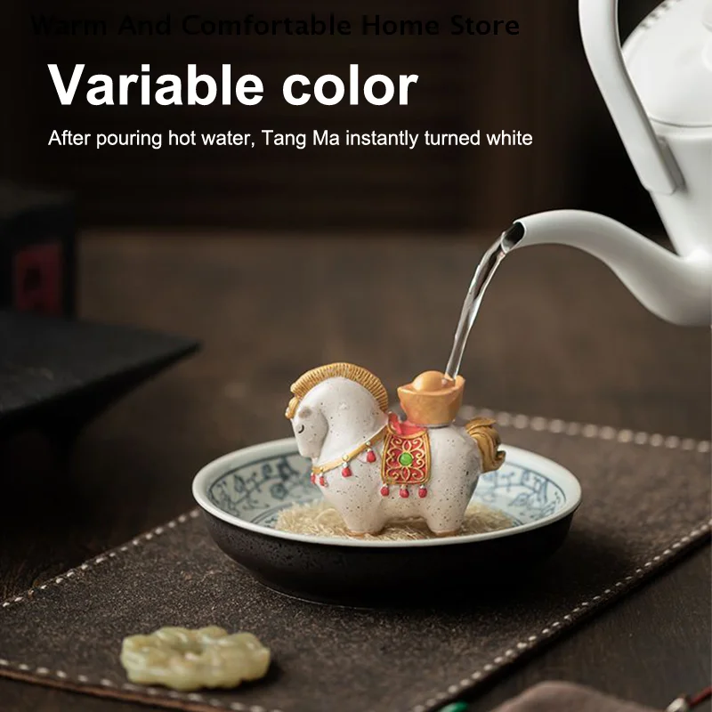 Creative Color Change Immediately Rich Tea Pet Horse Ornament Lucky Tangma Coffee Table Raise Accessories Boutique Tea Pet Gifts