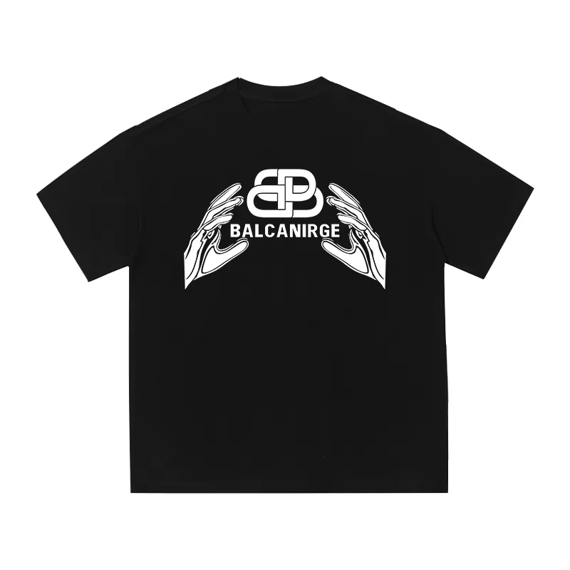 

Balcanirge Official American Heavy Short Sleeve T-shirt Men and Women with The Same Couple Fashion Brand Pure Cotton Top Loose