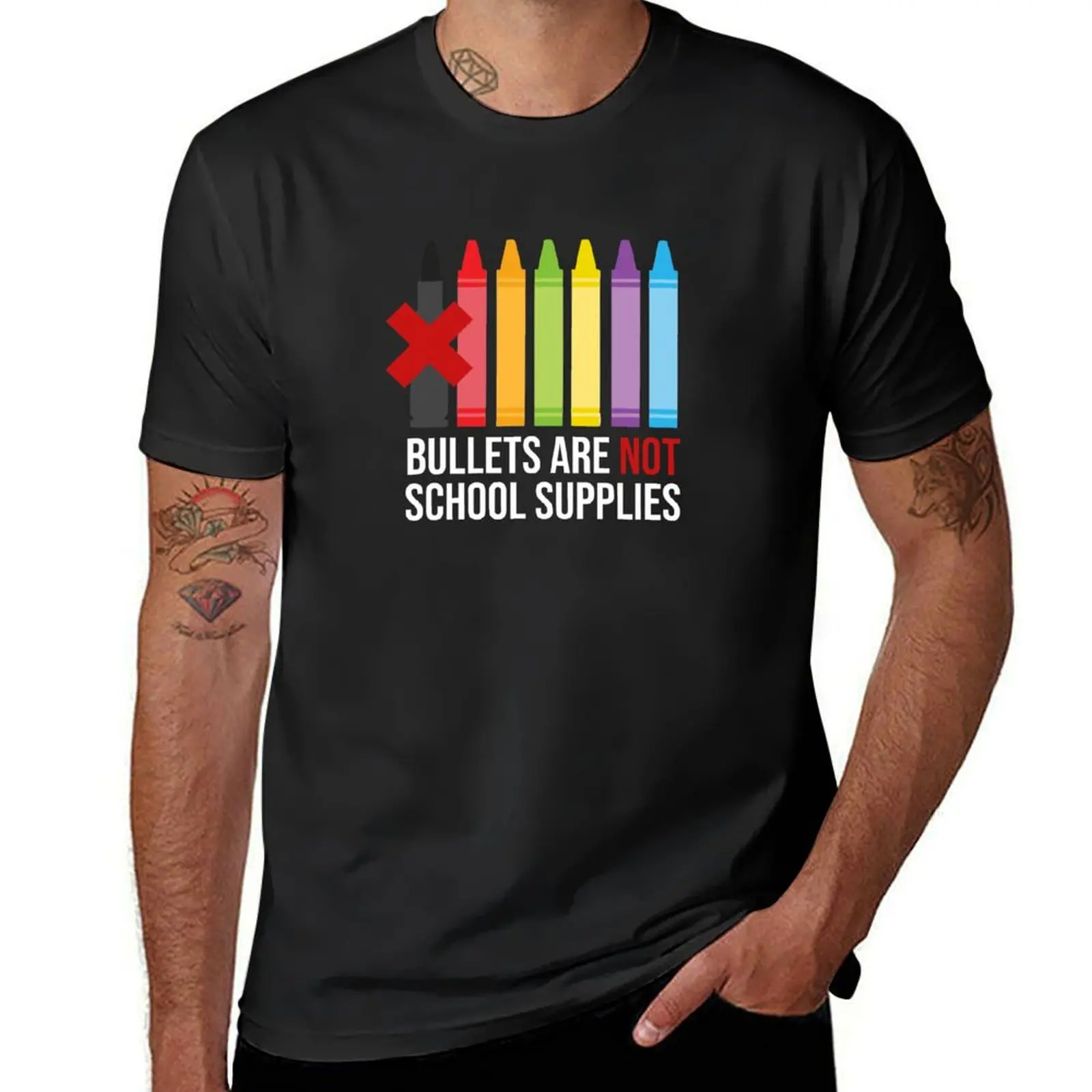 Bullets are NOT School Supplies T-Shirt Short sleeve tee plain boys whites korean fashion mens tall t shirts