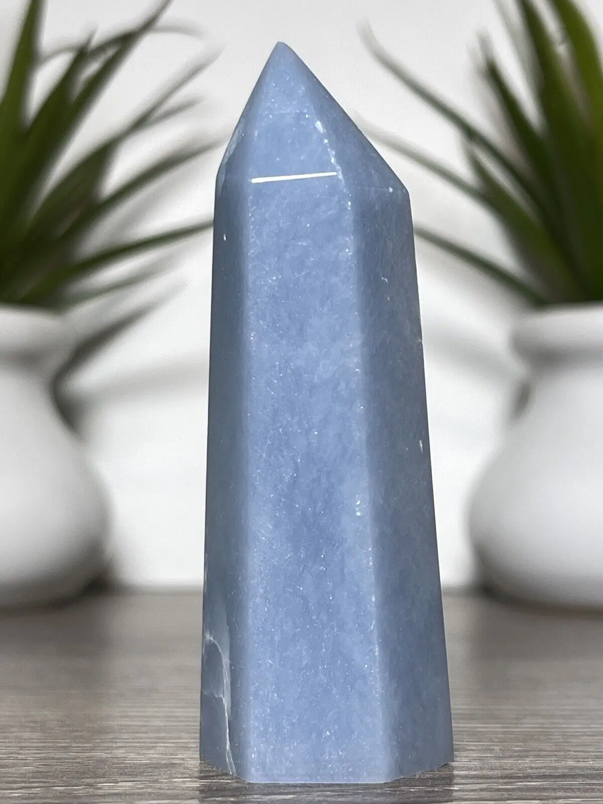 BLUE CALCITE TOWER - Natural Mineral Reiki Chakra Crystal Witch Point Yoga Decor