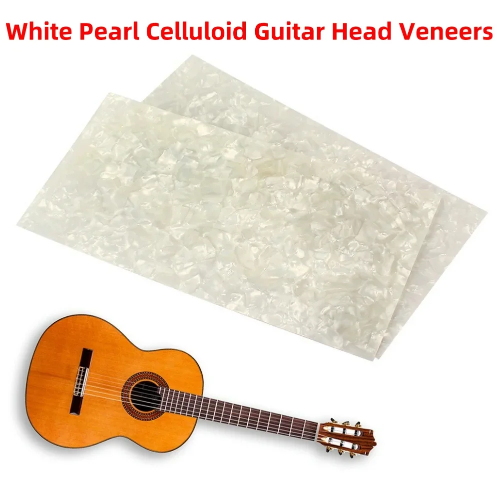 2PCS White Pearl Celluloid Guitar Head Veneers 200x100x5mm Shell Sheets Guitar Parts