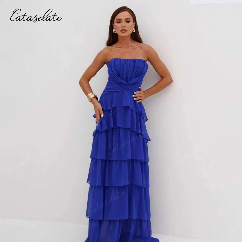 

Catasdate A Line Formal Evening Dress Chiffon Multilayers Pleated فساتين مناسبة رسمية for Women Customized