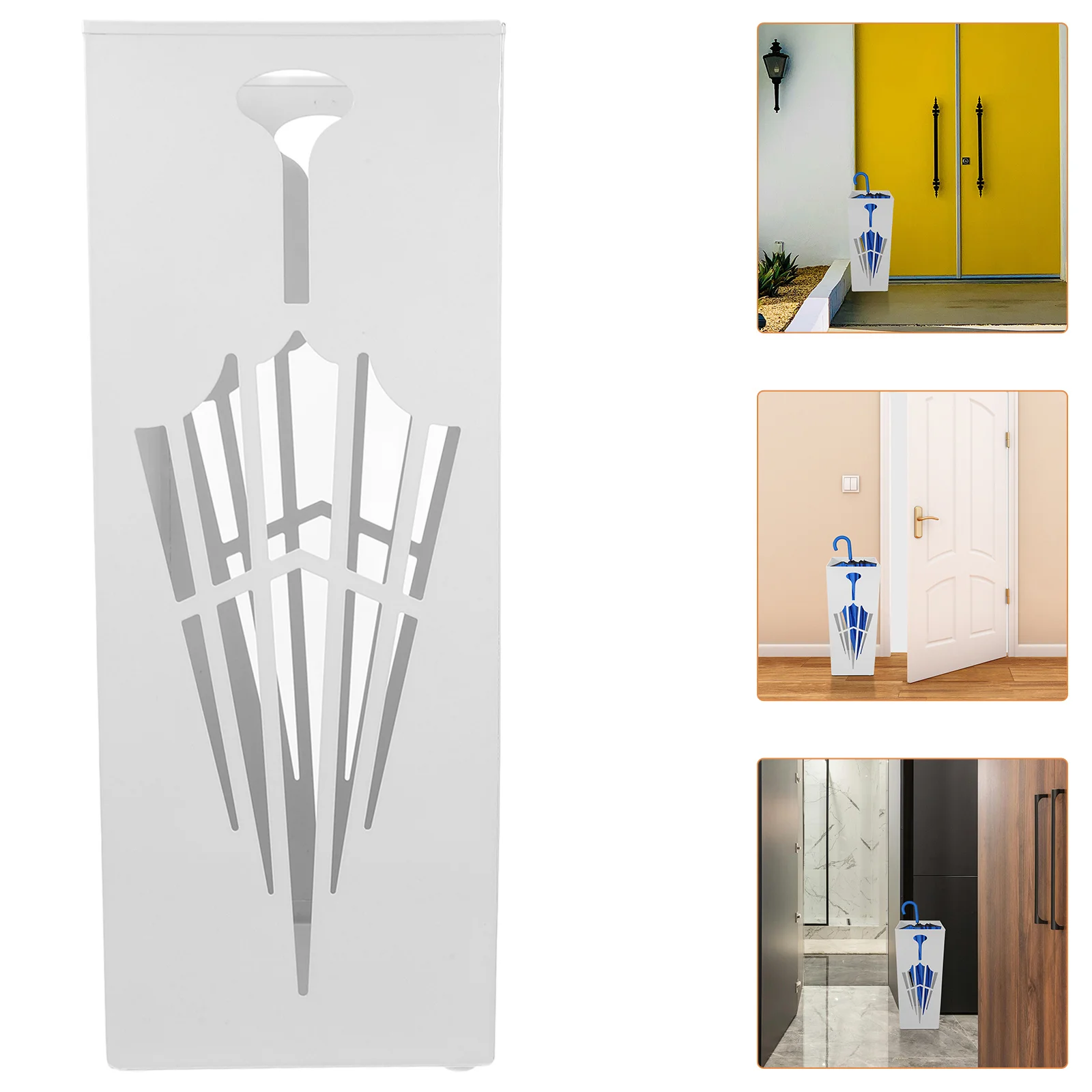 

Large Capacity Metal Umbrella For Entryway Iron Storage Rack Anti-Slip Base Square Stand Home Office Hotel Rain