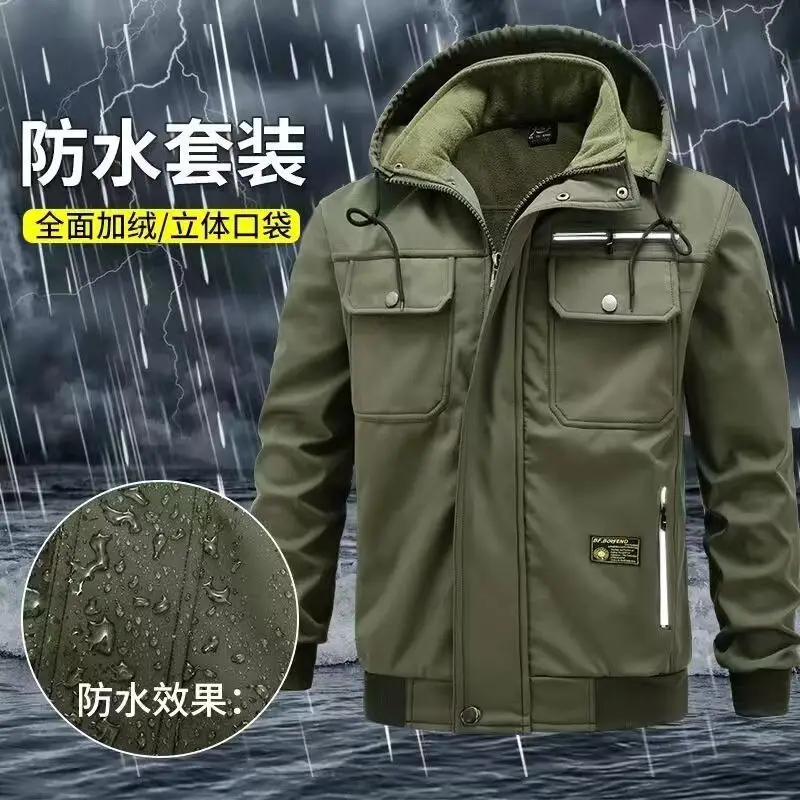 Winter Thickening Workshop Workwear Coat Customized Name Print Logo Factory Outdoor Waterproof Windproof Jacket