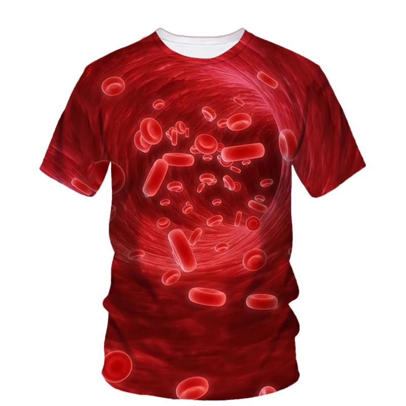 Horror Hip Hop Blood Print 3d Printed Summer Men's T-Shirt Short Sleeve Fashion Alternative Trend Loose Quality Crewneck Top