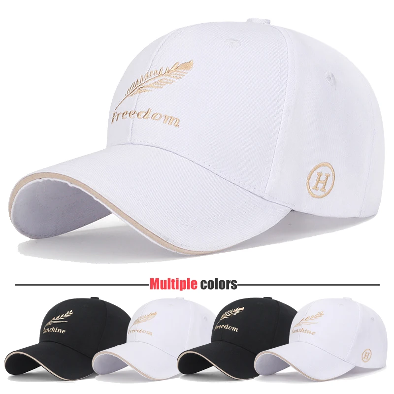 

Feather Wheat Ear Embroidery Cotton Baseball Cap New Outdoor Casual Sport Sun Caps Trucker Hat Dad Hats