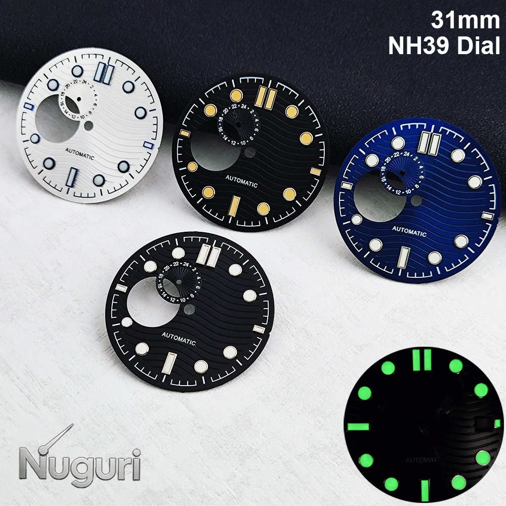 31mm NH39 watch dial custom logo dial green luminous dial for NH39 movement high quality men casual watch accessories tools