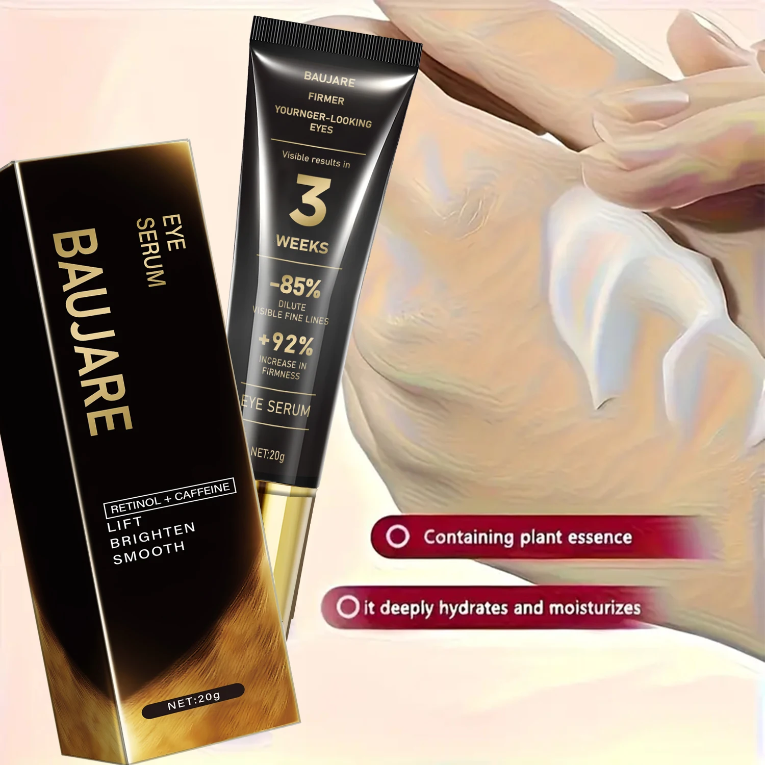 Siero occhi al retinolo e caffeina: solleva, illumina e levigante con acido ialuronico, collagene e veleno d'api per occhi elastici e giovanili