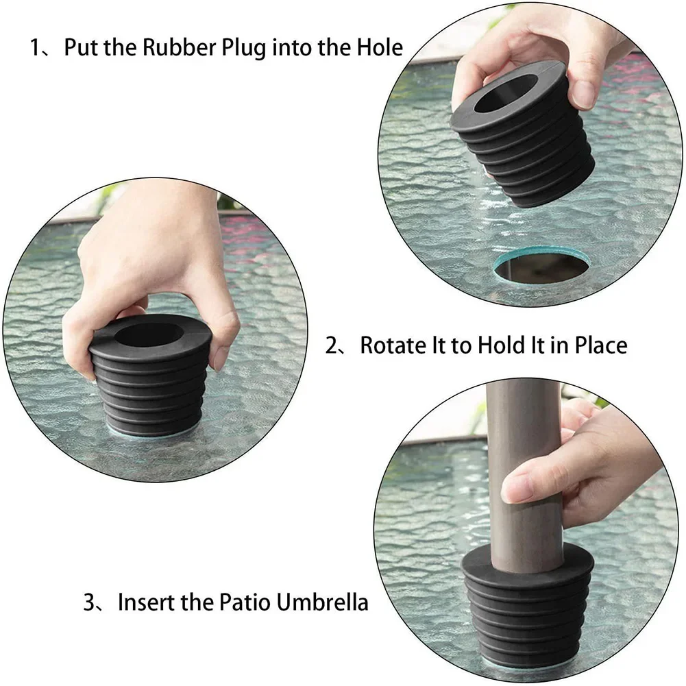 Paraguas de silicona con agujero más grueso, juego de tapón y tapa de anillo para vidrio al aire libre, Patio, mesa de playa, agujero transparente para mesa de Patio