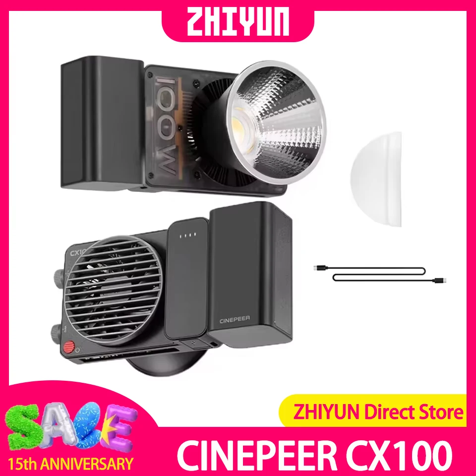 ZHIYUN CINEPEER CX100 100W Handheld Led COB Light Pocket Video Light Bi Color Photo Fill Light Photography Lighting