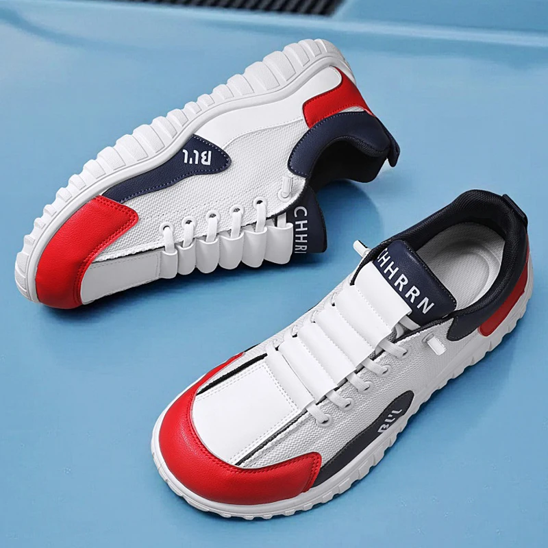 ELUVA Wide Toe Barefoot Shoes for Men Minimalist Artificial Leather Sneakers Lightweight Adjustable Slip on Walking Shoes Men