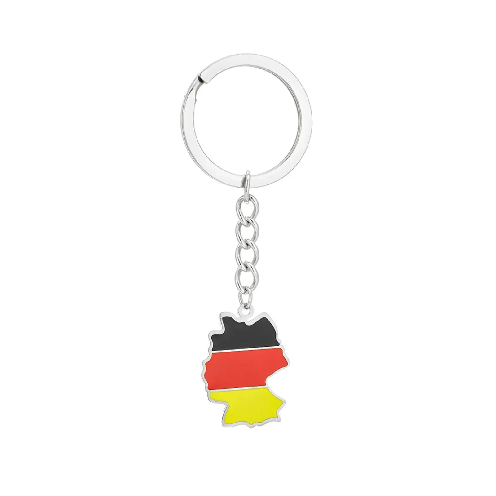 Deutschland-Kartenflaggen-Schlüsselanhänger aus Edelstahl, Metall-Nationalkarten-Anhänger, Schlüsselring, Souvenir-Geschenk für Männer und Frauen – Detail 3