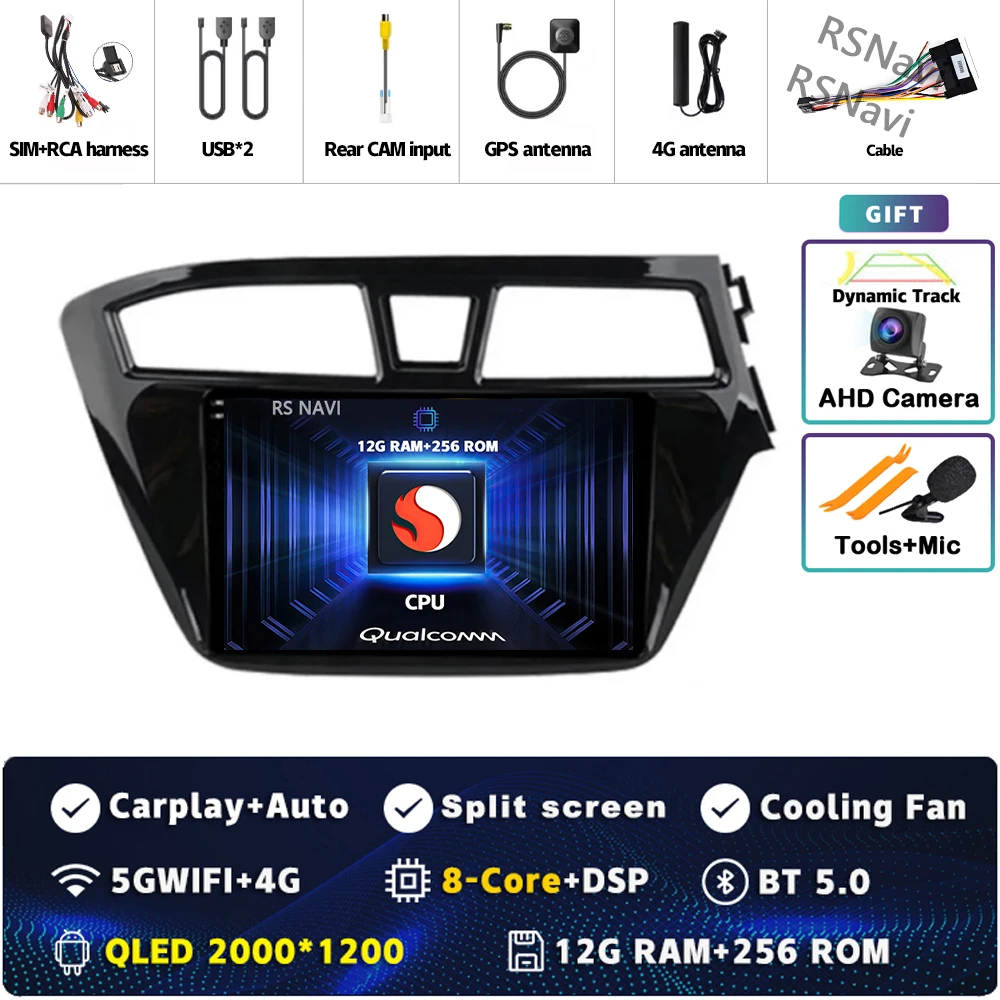 Android 15 wifi + 4G Carplay AUTO Autoradio Voor Hyundai I20 RHD 2015 2016 2017 2018 Navigatie GPS Video speler Stereo Multimedia