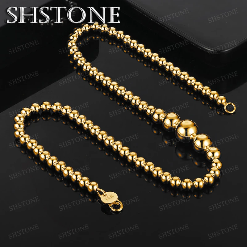

Charm 45cm 18k Gold Smooth Bead Chain Necklace For Men Women Trendy Party Birthday Gift Wedding Fashion Versatile Jewelry