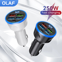 5 Ports 250W USB Car Charger Fast Charging PD QC3.0 Type C Cell Phone Charger in Car Adapter For iphone Samsung Huawei Xiaomi