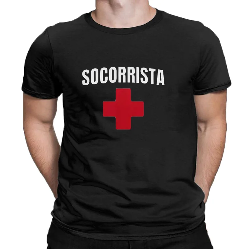 Socorrista-T-shirt col rond unisexe, 100% coton, texte espagnol, cadeau de sauveteur, de qualité supérieure