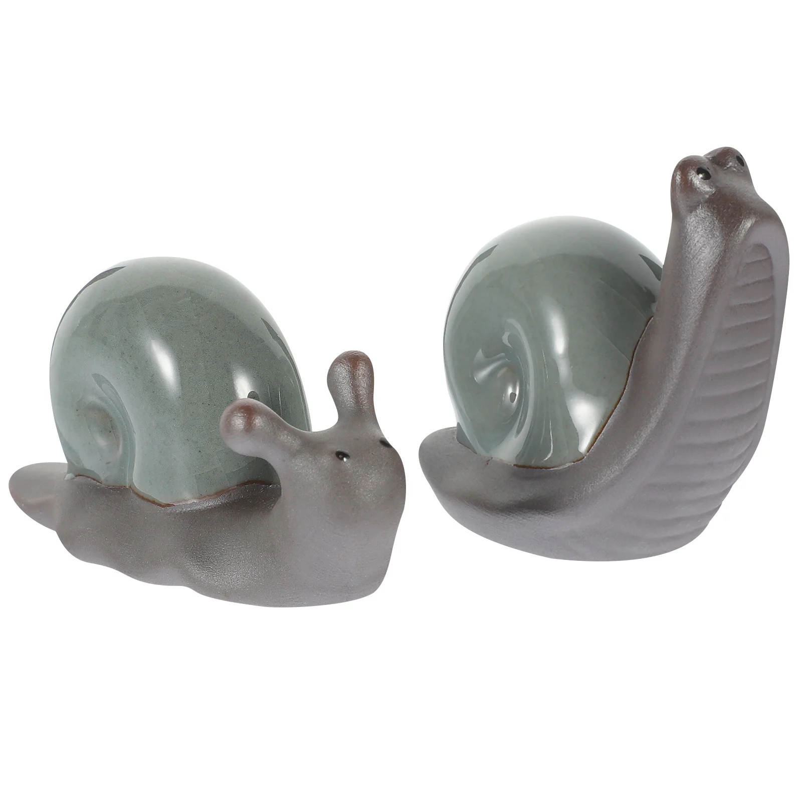 

2Pcs Ceramic Snail Tea Pet Adornments Retro Stylish Desktop Decor Creative Tea Table Ornament Chic Home Decoration