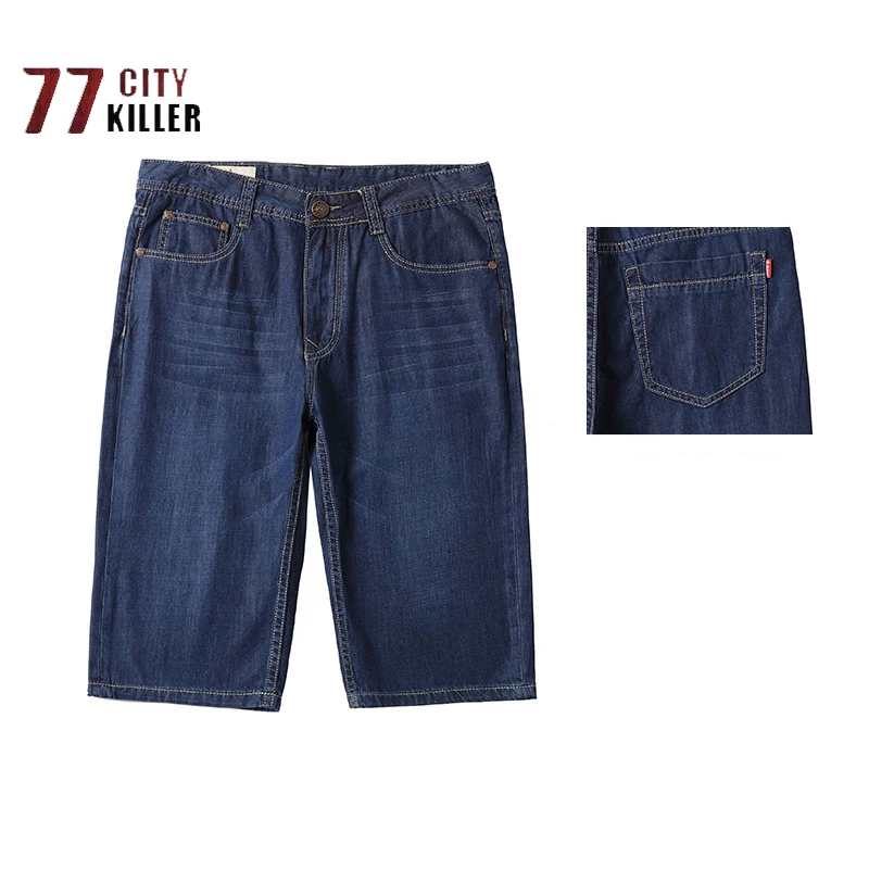 

Summer Straight Stretch Men's Denim Shorts Made Cotton Comfortable Breathable Loose Fitting Pants Mens Business Casual Capris