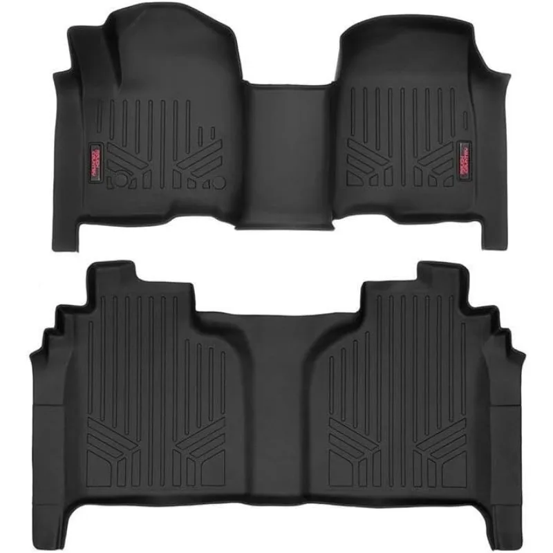 US All Weather Floor Mats Set for Chevy/GMC 1500 (2019-2024) - Custom Fit Rubber Floor Mats, Bench Seat Rubber Truck Mats