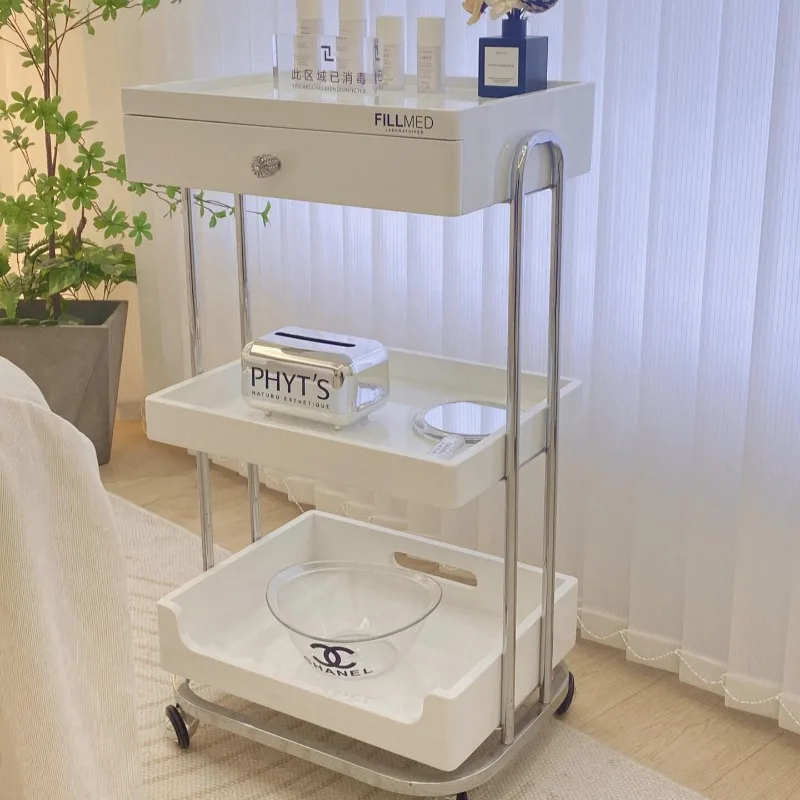 

Professional Beauty Salon Storage Cart with Silent Wheels Nail Skincare Tool Storage Organizer Storage Trolley Carbon Steel