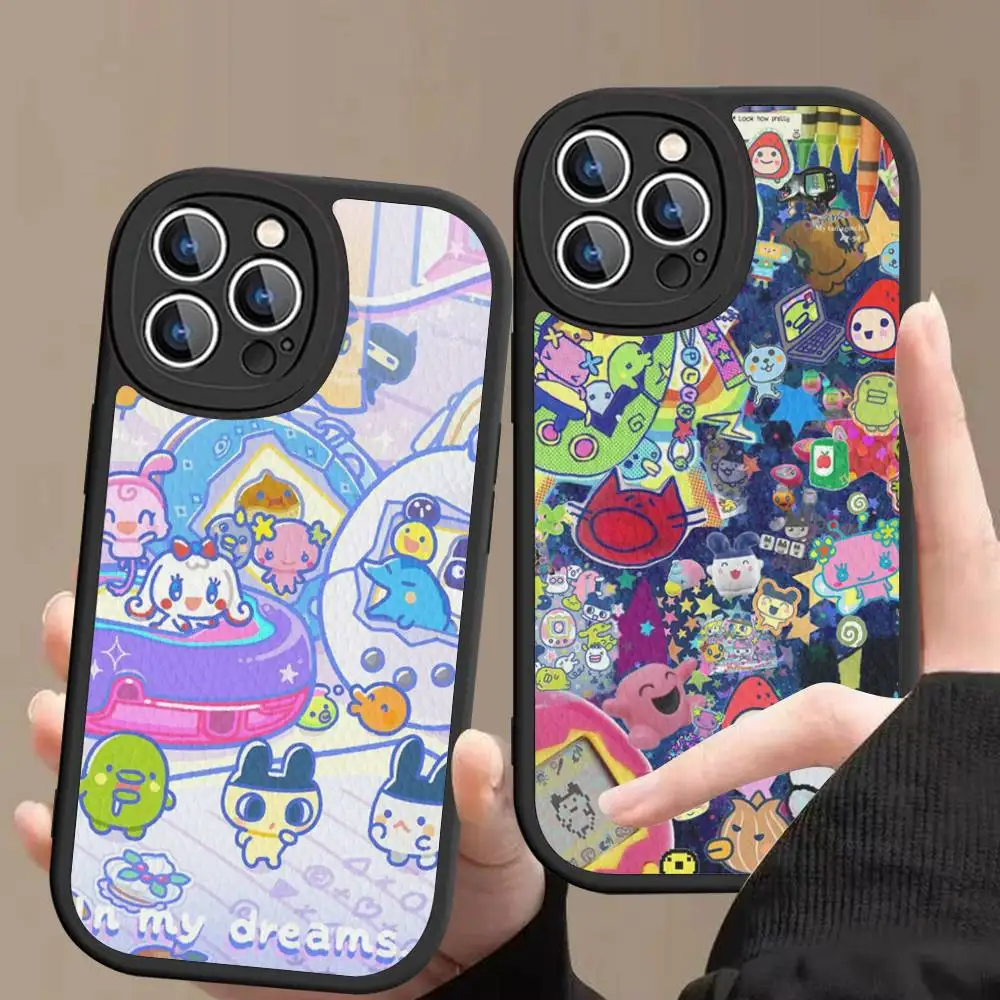Classic Virtual Cut T-Tamagotchi Phone Case For IPhone 11 12 13 14 15 16 Pro Max Plus Leather Cover