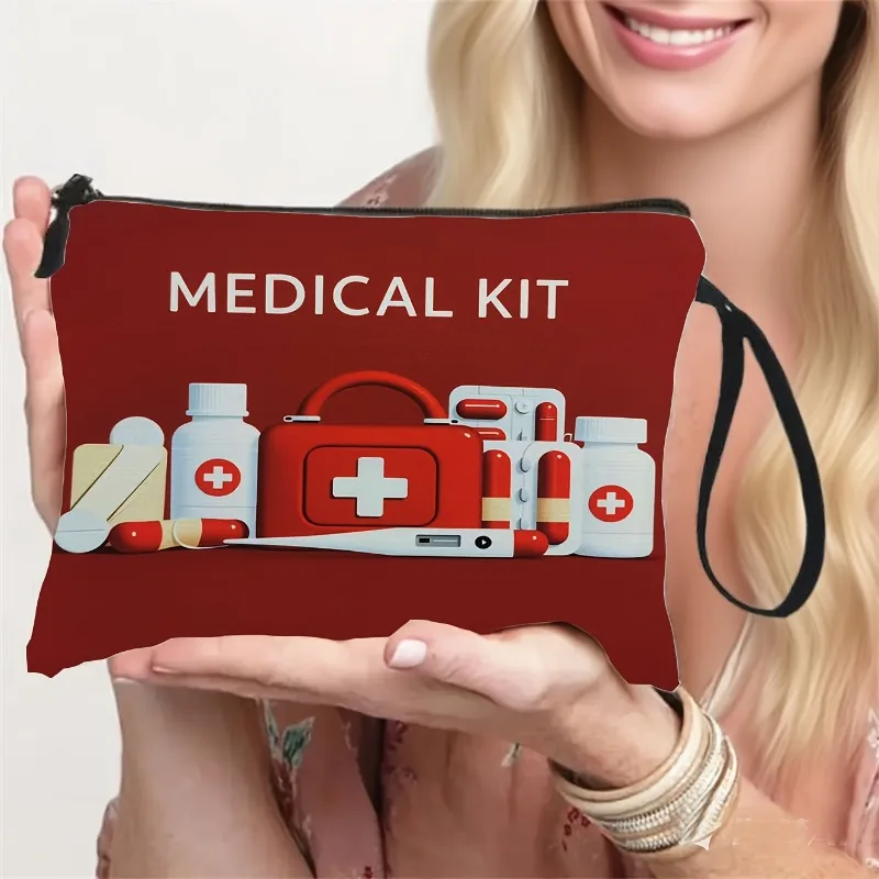 Wristband Medication Storage Pouch Medical Bag, Convenient And Stylish Toiletry And Makeup Bag, Containing First-Aid Supplies An
