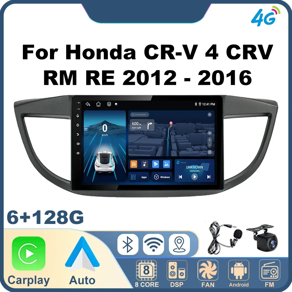 

Car Radio Multimedia Player for Honda CR-V 4 CRV RM RE 2012 - 2016 2Din Android Auto Carplay 4G NET GPS Navigation Car Audio BT