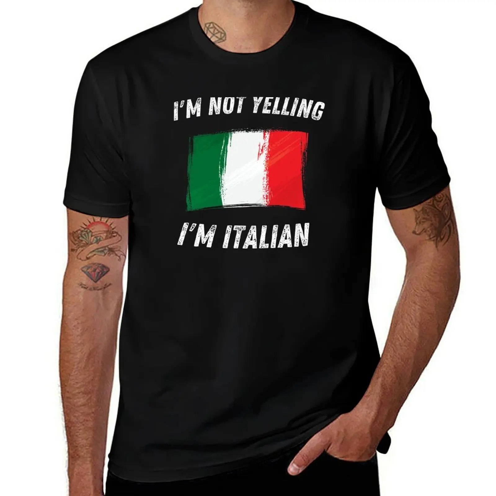 I'm Not Yelling I'm Italian T-Shirt Abstract Pattern Print Top T-Shirt