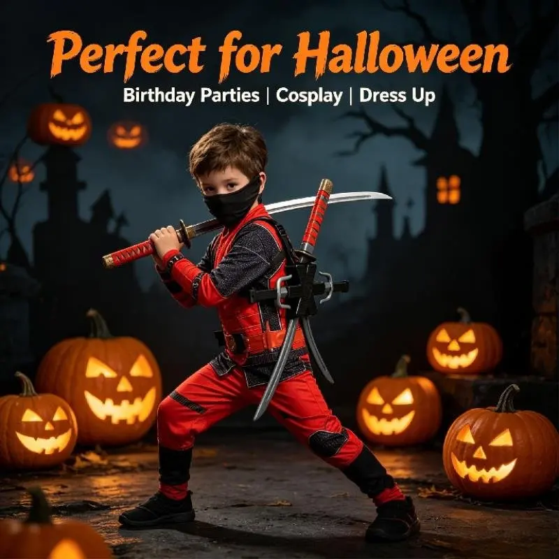 Halloween 1: 1 Ninja Set Children's Japanese Samurai Cosplay Toys Reversible Knife Set Dart Toy Model Gifts Collection Bizarre