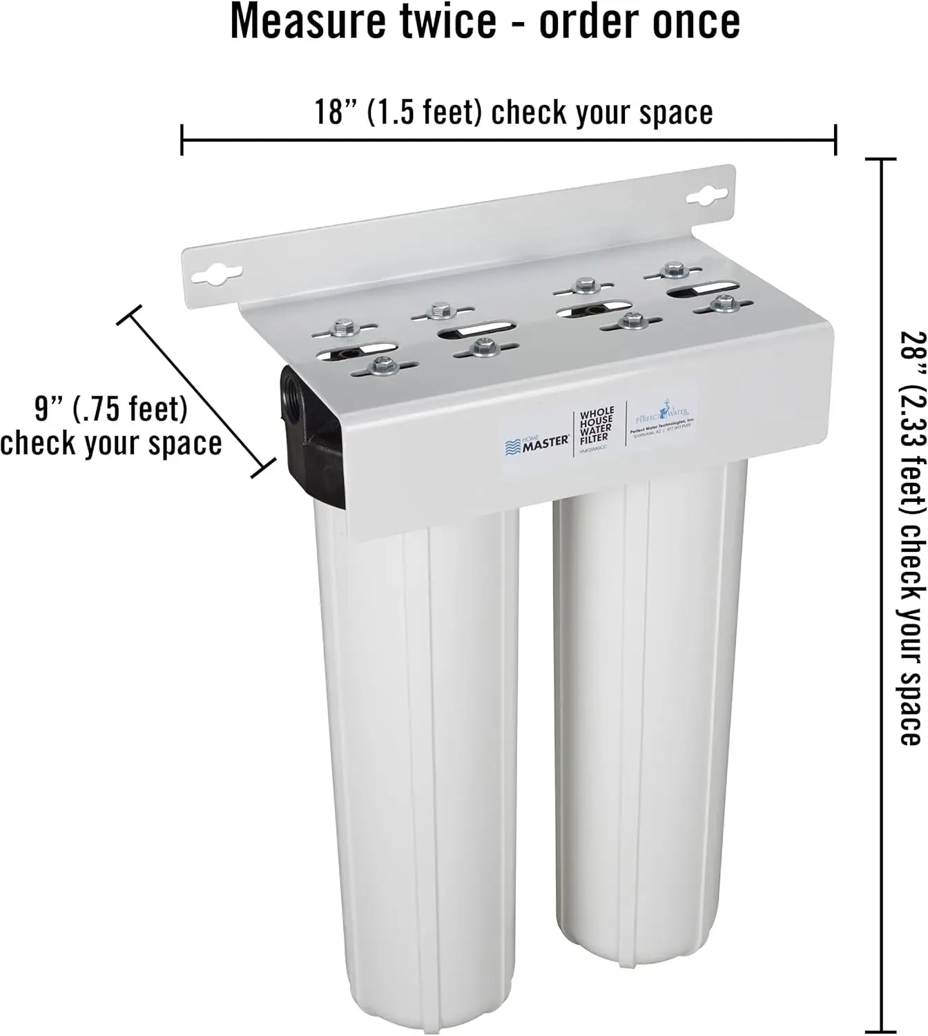 Home Master HMF2SmgCC فلتر مياه للمنزل بالكامل، فلتر رواسب 4 طبقات 25 إلى 1 ميكرون، تدفق قوي KDF85 وكربو حفاز