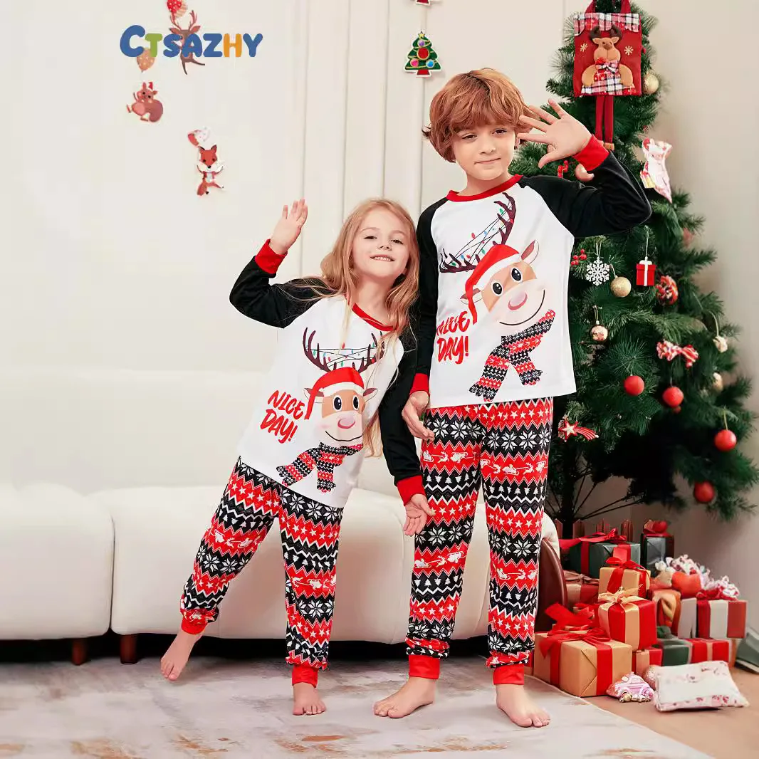 

Cristmas Family Pijama, 2025 New Christmas parent-child set, cute cartoon long-sleeved family pajama set and baby jumpsuit