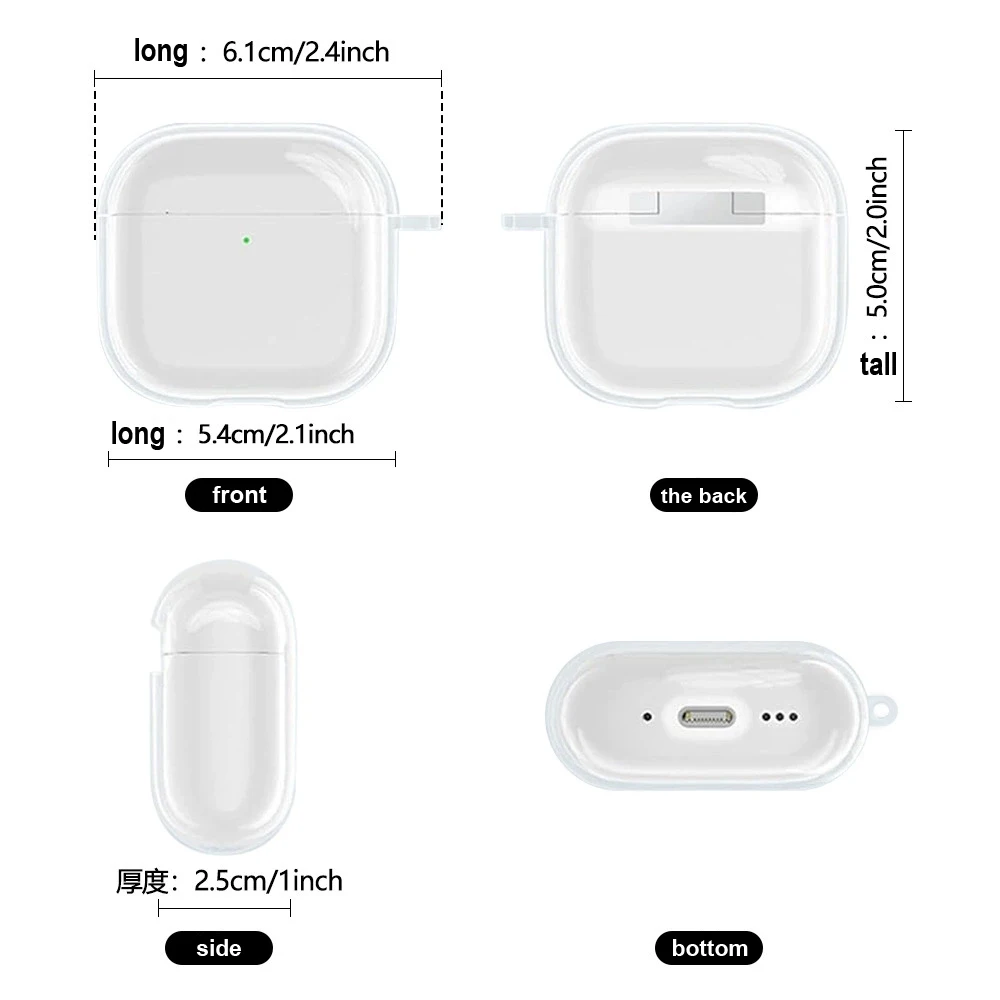 Clear Earphone Case Compatible For Apple AirPods 4 Generation Protective Cover For AirPods Pro 2 TPU Box With Hook Cleaning Tool image 5