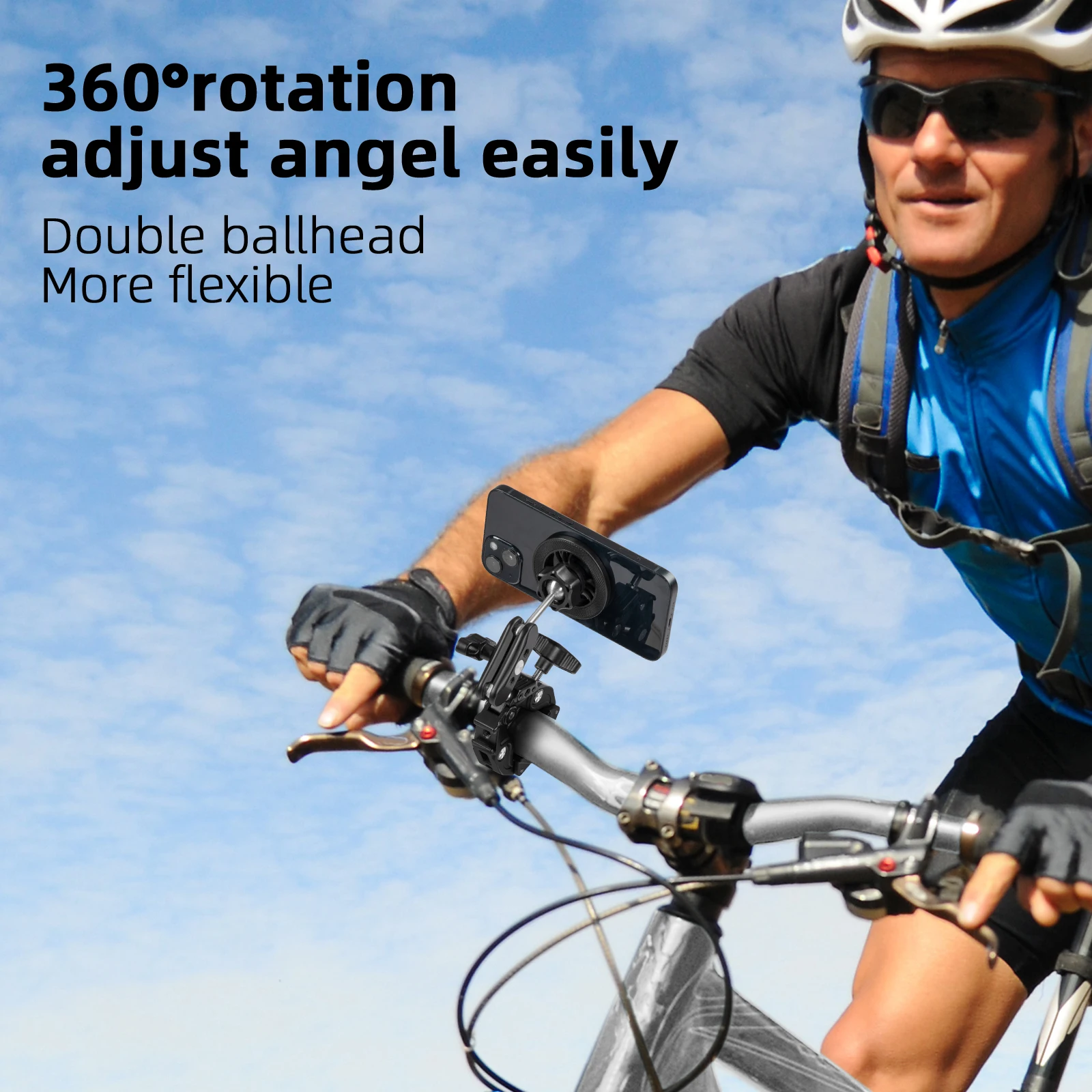 Super clamp Cell Phone Clamp Mount Monitor 360° Double Ball Magic Arm, Strong Magnetic Aluminum Alloy Phone Holder