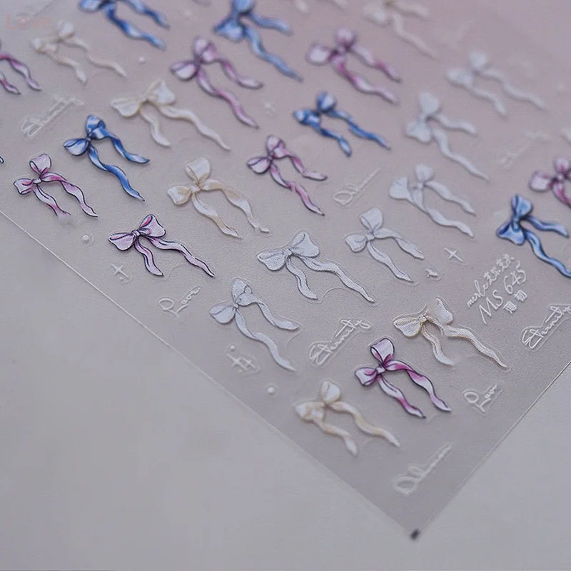 [L&P] ملصقات أظافر على شكل فيونكة خفيفة لامعة على شكل صدف أورورا 5D تصميم فني للأظافر شارات تزيين لتقوم بها بنفسك مانيكير