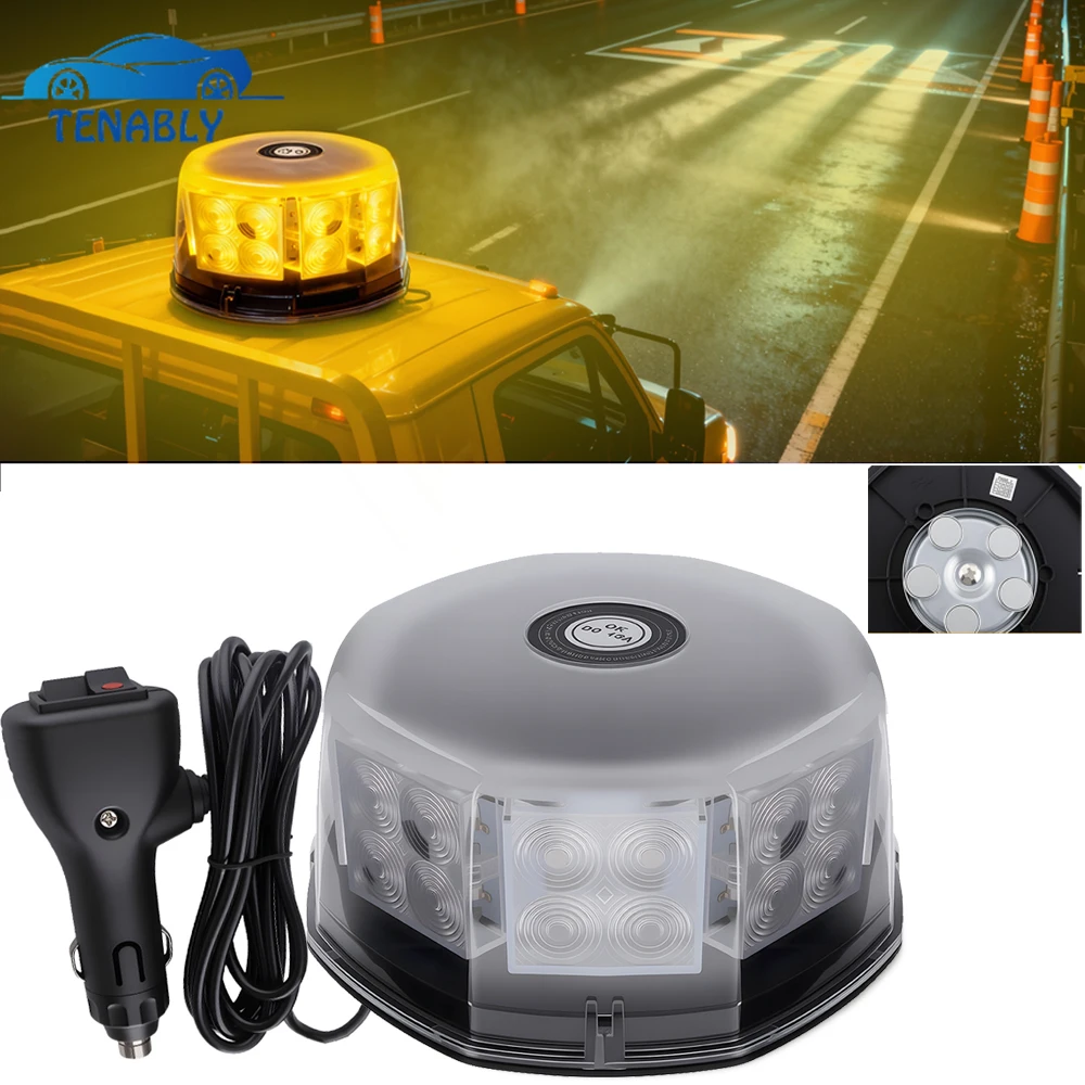 

Led Car Strobe Light Rotating Emergency Lights 12V 24V Car Flashing Warning Lights Magnetic Beacon for Vehicles Truck Forklift
