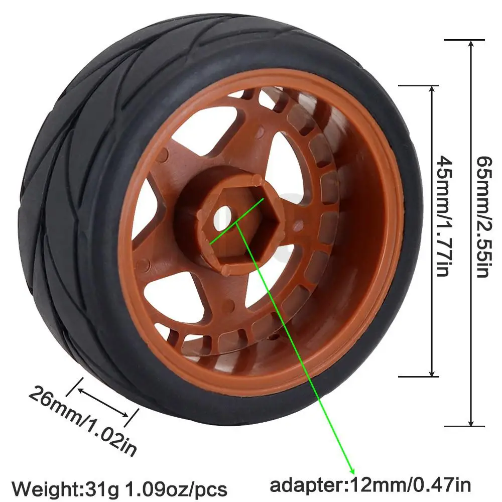 1/10 Rc Touring Car 65mm On-road Tires And Wheels For Traxxas 4tec 2.0 Tamiya Tt02 Tt01 Hpi Hsp 94123 Fish Kyosho Fazer Yokomo