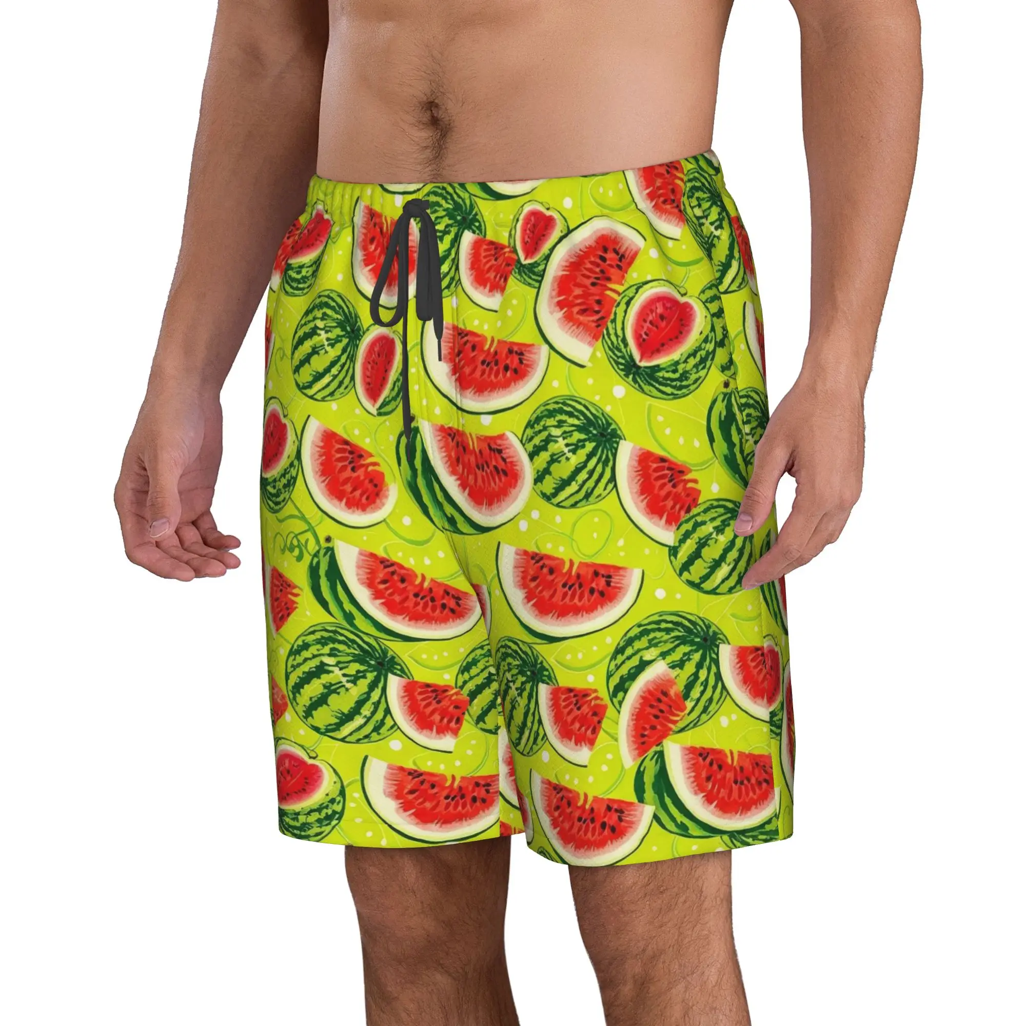 Cartoon Fruit Tropical Watermelon Pattern Trunks Beach Board Shorts Casual Quick Dry Swim Summer Men Pants
