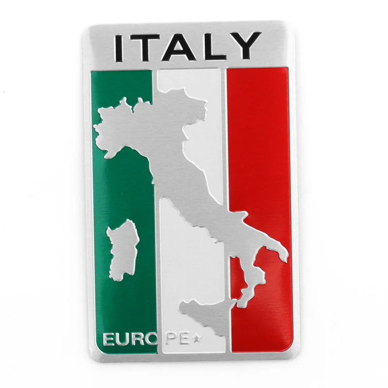 1PC Aluminum 3D Metal ITALY Italian Flag Italy Map Sticker Emblem Badge Decal Motorcycle Car Decorate Suitable For All Cars