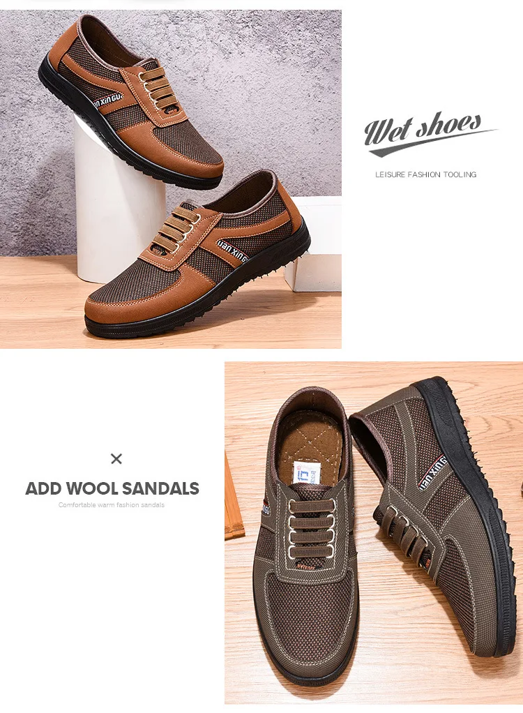 Herren Mesh Freizeitschuhe mit Elastischem Riemen, Weicher Gummisohle, Rutschfest, Atmungsaktiv, für Gehen, Arbeiten und Autofahren – Detail 3