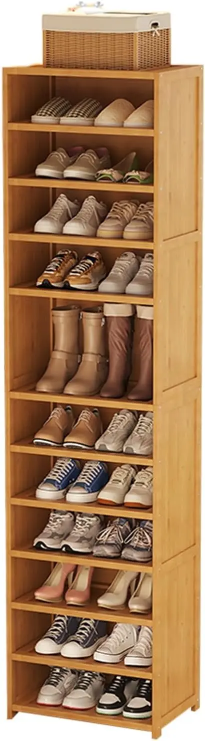 

Bamboo Shoe Rack,Vertical Shoe Organizer with Breathable Door for Wardrobes, Cabinets, Entryways
