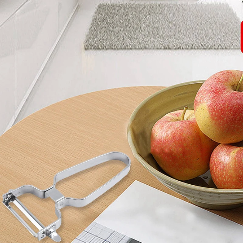 2 em 1 fatiador de vegetais e frutas, cozinha, descascador, batata, cenoura, descascador, aço inoxidável 430, 3x